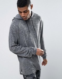 Трикотажный oversize-лонгслив с капюшоном и удлиненными рукавами ASOS - Серый