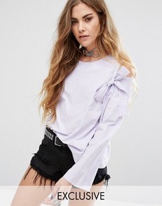 Полосатый топ с открытыми плечами и бантами Reclaimed Vintage Inspired - Фиолетовый