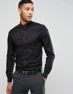 Черная рубашка скинни на пуговицах с длинными рукавами ASOS - Черный