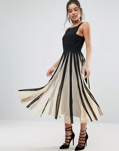 Приталенное платье миди со свободной юбкой ASOS - Мульти