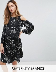 Платье с цветочным принтом и вырезами на плечах New Look Maternity - Черный