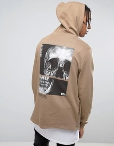 Худи с принтом на спине ASOS - Бежевый