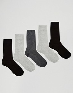 5 пар монохромных носков из вафельного трикотажа ASOS - СКИДКА - Мульти