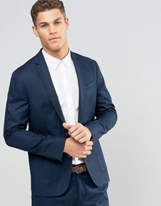 Узкий блейзер из выбеленного хлопка ASOS - Темно-синий