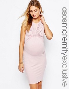 Облегающее платье для беременных с длинными рукавами ASOS Maternity - Розовый