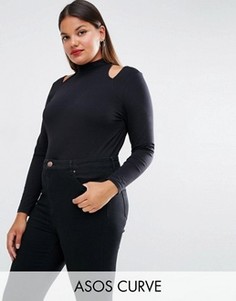 Топ с вырезами на плечах ASOS CURVE - Черный