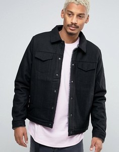 Черная куртка с добавлением шерсти на подкладке борг ASOS - Черный