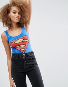 Боди с принтом ASOS Superwoman - Синий