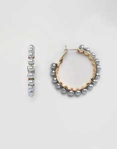 Серьги-кольца с искусственным жемчугом ASOS - Серый
