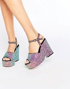 Сандалии на танкетке с блестками ASOS HORATIO - Мульти