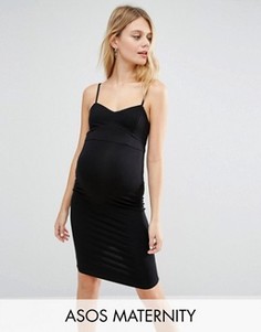 Облегающее платье для беременных с вырезом сзади ASOS Maternity - Черный