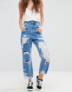 Рваные широкие джинсы ASOS - Синий