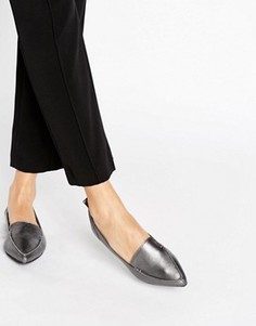 Кожаные туфли на плоской подошве с заостренным носком ALDO Bazovica - Серебряный