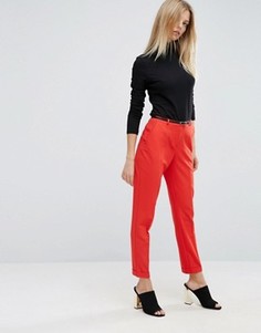 Брюки-сигареты с поясом ASOS - Красный