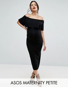 Платье-футляр миди с оборкой ASOS Maternity PETITE - Черный