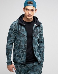Флисовое худи с камуфляжным принтом Nike Tech 835866-392 - Зеленый