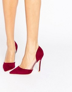 Бордовые туфли-лодочки с прозрачными вставками Public Desire Keeley - Красный