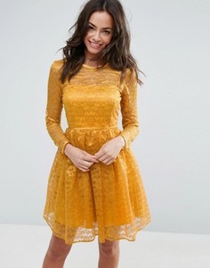 Кружевное платье мини для выпускного ASOS - Желтый