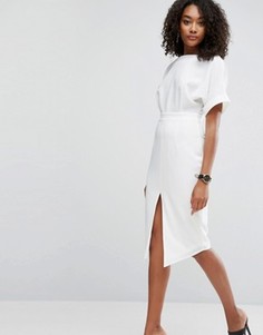 Платье с разрезом спереди ASOS - Белый