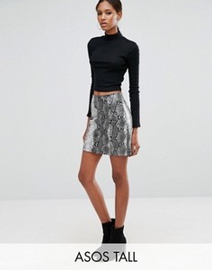 Мини-юбка со змеиным принтом ASOS TALL - Мульти