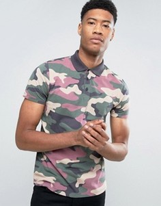 Футболка-поло с камуфляжным принтом ASOS - Зеленый