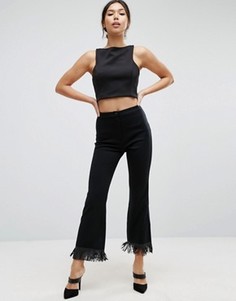 Укороченные широкие брюки с бахромой ASOS - Черный