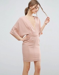 Платье мини в стиле 70‑х с поясом ASOS - Бежевый