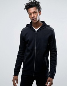 Худи из искусственной кожи на молнии с оборками на плечах HUGO by Hugo Boss Dellagio - Черный