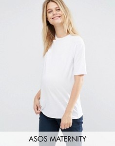 Футболка на одно плечо с вырезами для беременных ASOS Maternity - Белый