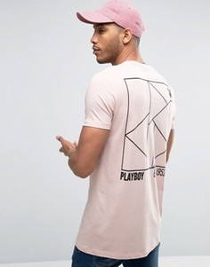 Длинная футболка с геометрическим принтом ASOS - Розовый