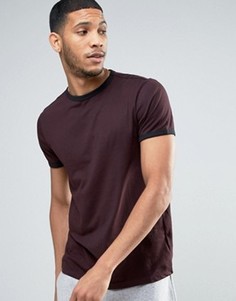 Бордовая футболка New Look Ringer - Красный