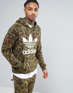 Камуфляжный худи adidas Originals BK5884 - Зеленый