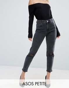 Черные узкие джинсы в винтажном стиле с рваной отделкой ASOS PETITE Farleigh - Черный