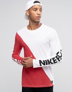 Контрастный белый лонгслив Nike FC 829556-100 - Белый