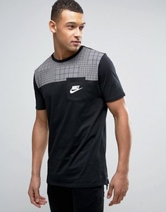 Черная футболка в стиле колор блок с карманом Nike 834727-010 - Черный