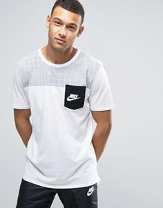 Белая футболка с карманом в стиле колор блок Nike 834727-101 - Белый