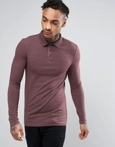 Обтягивающее поло с длинными рукавами ASOS - Красный