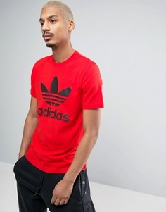 Красная футболка с логотипом-трилистником adidas Originals BK7167 - Красный