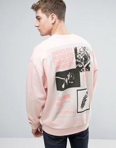 Oversize-свитшот с принтом на спине ASOS - Розовый