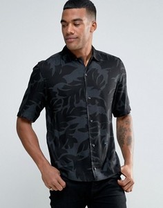 Рубашка с короткими рукавами и лиственным принтом Diesel S-WESTY - Черный