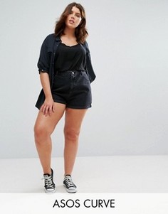 Шорты в винтажном стиле из черного выбеленного денима ASOS CURVE - Черный