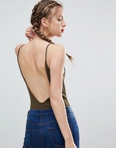 Боди на бретельках с глубоким вырезом сзади ASOS - Зеленый