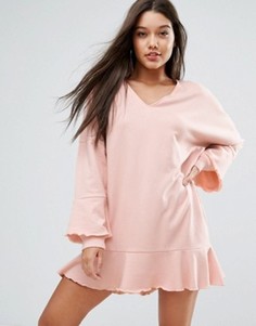 Трикотажное платье с оборками Missguided - Розовый