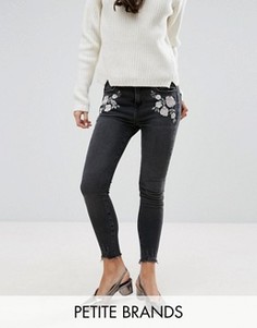 Джинсы скинни с вышивкой New Look Petite - Серый
