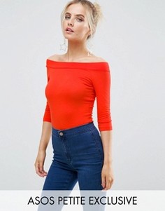 Топ с вырезом лодочкой и рукавом 3/4 ASOS PETITE - Оранжевый