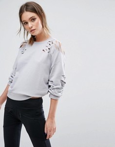 Трикотажный джемпер с декоративными прорехами New Look - Серый