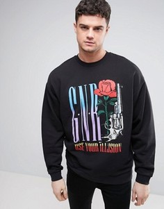 Свободный свитшот с принтом Guns &amp; Roses ASOS - Черный