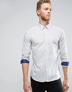 Голубая узкая рубашка с кактусами PS by Paul Smith - Синий