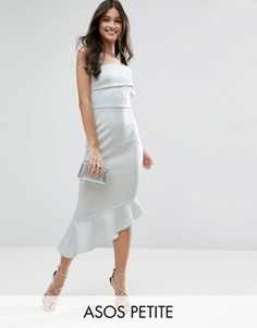 Платье миди на одно плечо с баской ASOS PETITE - Синий