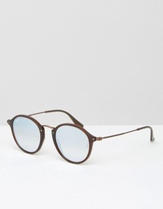 Круглые солнцезащитные очки-авиаторы с зеркальными стеклами Ray-Ban 0RB4274 - Коричневый